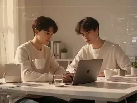 Eine junge Person arbeitet an einem Laptop in einem minimalistisch eingerichteten Home Office, umgeben von natürlichem Licht. - Foto: über boerse-global.de