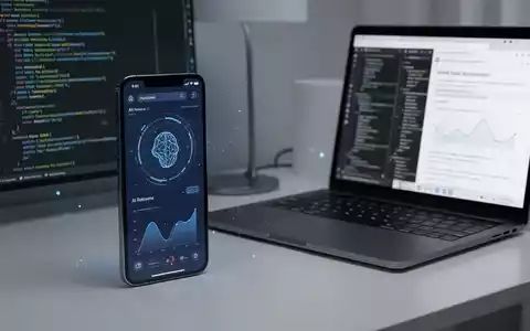 Smartphone mit KI-Oberfläche und Laptop mit Code und Webbrowser, die neue KI-Funktionen und mobile Integration darstellen. - Foto: über boerse-global.de