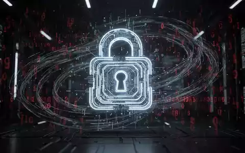 Leuchtendes, mehrschichtiges digitales Schloss-Symbol, umgeben von wirbelnden Datenströmen und rotem Code, symbolisiert Zwei-Faktor-Authentifizierung und Cyber-Bedrohungen. - Foto: über boerse-global.de