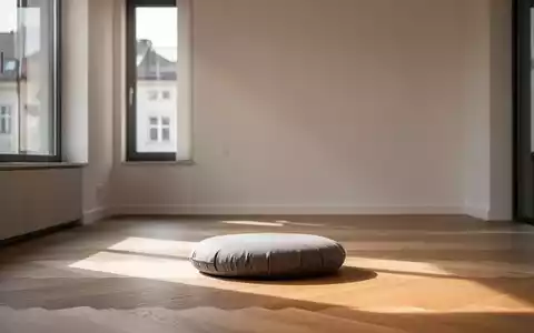 Ein ruhiger Meditationsraum in München mit einem einzelnen Kissen auf dem Boden, beleuchtet von sanftem, natürlichem Licht. - Foto: über boerse-global.de
