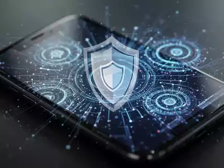 Smartphone-Bildschirm mit sicherer digitaler Oberfläche, KI-Mustern und Schutzschild-Symbol für Betrugsschutz. - Foto: über boerse-global.de
