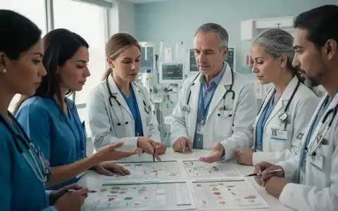 Medizinische Fachkräfte besprechen Ernährungspläne eines Patienten in einem modernen Krankenhausumfeld, im Fokus die Ernährungsmedizin. - Foto: über boerse-global.de