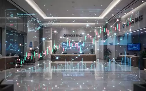 Digitale Oberfläche mit Finanzcharts und KI-Elementen, symbolisiert digitale Kundenakquise im Bankwesen. - Foto: über boerse-global.de