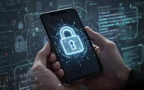 Eine Hand hält ein Smartphone mit einem komplexen digitalen Entsperrmuster, im Hintergrund verschwommene digitale Sicherheitselemente. - Foto: über boerse-global.de