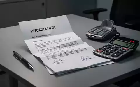 Ein Schreibtisch mit einem Kündigungsschreiben, einem Stift und einem Taschenrechner, der eine negative Zahl anzeigt. - Foto: über boerse-global.de