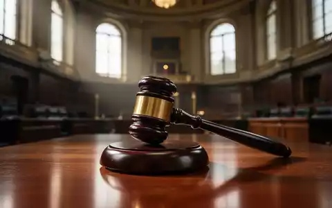 Ein hölzerner Hammer liegt auf einem glänzenden Holztisch in einem feierlichen Parlamentssaal mit gedämpftem Licht. - Foto: über boerse-global.de