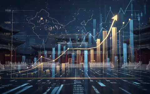 Abstrakte Darstellung von Finanzdaten und Vorschriften in China, mit angedeuteten chinesischen Architekturelementen im Hintergrund. - Foto: über boerse-global.de