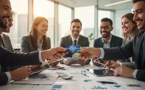 Geschäftsleute in einem modernen Büro tauschen eine symbolische Gehaltskarte oder Geld aus, was steuerfreie Extras darstellt. - Foto: über boerse-global.de