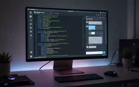 Nahaufnahme eines Computermonitors mit der Anthropic Claude KI-Anwendung auf einem Linux-Desktop, Code- und Chatfenster sichtbar. - Foto: über boerse-global.de