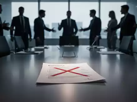 Ein abstraktes Bild, das Unternehmensführung und Restrukturierung darstellt, mit einem beleuchteten Dokument auf einem Konferenztisch. - Foto: über boerse-global.de