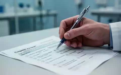 Nahaufnahme einer Hand, die einen Stift über einem kognitiven Testbogen hält. Der Bogen enthält Multiple-Choice-Fragen. - Foto: über boerse-global.de