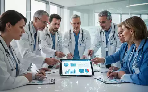 Eine Gruppe von Gesundheitsmanagern, die in einem modernen Büro zusammenarbeiten und digitale Daten analysieren. - Foto: über boerse-global.de