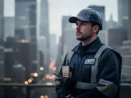 Ein Lieferfahrer in Uniform steht nachdenklich vor einer unscharfen Stadtkulisse, was die Unsicherheit der Plattformarbeit symbolisiert. - Foto: über boerse-global.de