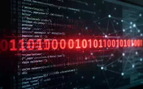 Roter Binärcode auf einem Bildschirm, symbolisiert Cyber-Bedrohung oder Datenleck. - Foto: über boerse-global.de