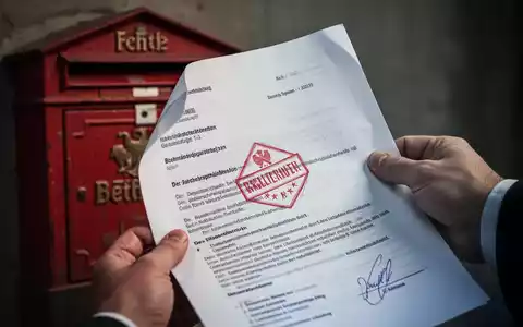 Eine Hand hält ein juristisches Dokument mit einem roten Stempel über einem unscharfen Briefkasten. Der Stempel symbolisiert Ablehnung oder Ungültigkeit. - Foto: über boerse-global.de