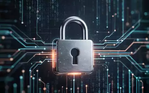 Ein digitales Vorhängeschloss-Symbol über verschwommenen Datenströmen, das Datensicherheit und DSGVO-Compliance darstellt. - Foto: über boerse-global.de