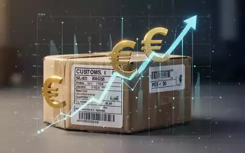 Ein kleines Paket mit einem Zollaufkleber und einem steigenden Euro-Symbol, das die EU-Steuer auf Kleinimporte symbolisiert. - Foto: über boerse-global.de