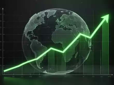 Ein stilisierter, leuchtend grüner Graph, der steigende Emissionen darstellt, überlagert von einer Weltkugel, symbolisiert globale Standards. - Foto: über boerse-global.de