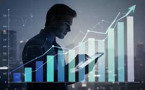 Eine Grafik zeigt steigende Balken und eine Person, die auf ein Tablet schaut, symbolisch für steigende Krankenkassenbeiträge und digitale Kommunikation. - Foto: über boerse-global.de