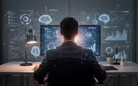 Eine Person sitzt konzentriert an einem modernen Schreibtisch, umgeben von subtilen digitalen Elementen, die Fokus und Technologie symbolisieren. - Foto: über boerse-global.de