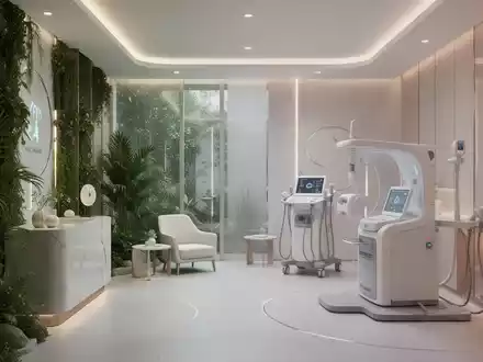 Ein ruhiger, moderner Medical Spa-Innenraum mit Elementen der Natur und sanftem Licht, der Wellness und fortschrittliche Gesundheitskonzepte vermittelt. - Foto: über boerse-global.de