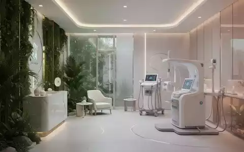 Ein ruhiger, moderner Medical Spa-Innenraum mit Elementen der Natur und sanftem Licht, der Wellness und fortschrittliche Gesundheitskonzepte vermittelt. - Foto: über boerse-global.de