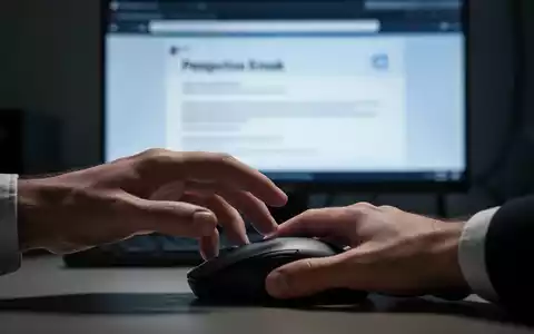 Eine Hand schwebt über einer Computermouse, im Hintergrund ein unscharfer Bildschirm mit einer täuschenden E-Mail-Oberfläche. - Foto: über boerse-global.de
