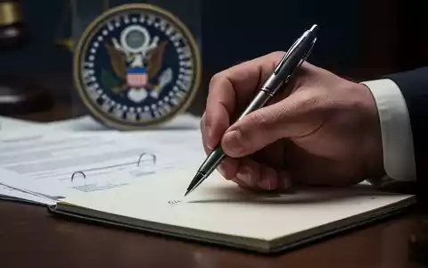 Nahaufnahme der Hand eines Journalisten mit Stift über Notizblock, im Hintergrund unscharfe juristische Dokumente und ein US-Regierungssiegel. - Foto: über boerse-global.de