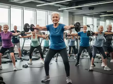 Ältere Menschen trainieren mit Gewichten in einem Fitnessstudio, um ihre Langlebigkeit und kognitive Gesundheit zu fördern. - Foto: über boerse-global.de