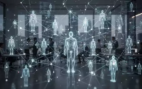 Ein Netzwerk aus leuchtenden digitalen Linien und Knoten verbindet Datenpunkte und abstrakte menschliche Figuren, symbolisiert KI-Automatisierung. - Foto: über boerse-global.de