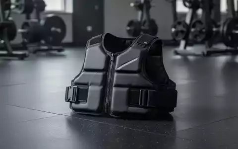 Eine moderne Gewichtsweste liegt auf einem sauberen Fitnessstudioboden, im Hintergrund verschwommene Trainingsgeräte. - Foto: über boerse-global.de