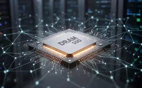 Nahaufnahme eines leuchtenden Mikrochips, möglicherweise DRAM oder SSD, mit digitalem Netzwerk-Overlay, das den Einfluss von KI auf Elektronik symbolisiert. - Foto: über boerse-global.de