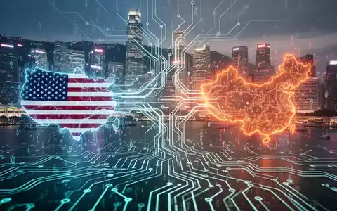KI-Datenfluss zwischen USA und China, Singapur-Skyline im Hintergrund, regulatorische Lücke. - Foto: über boerse-global.de