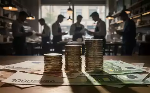 Nahaufnahme von Euro-Münzen und -Scheinen mit verschwommenen Silhouetten von Arbeitern im Hintergrund, die wirtschaftliche Debatten symbolisieren. - Foto: über boerse-global.de