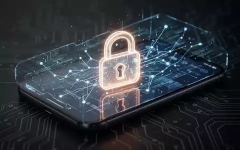Leuchtendes Vorhängeschloss-Symbol über Smartphone-Bildschirm mit abstrakten Datenströmen, für Datensicherheit und Datenschutzeinstellungen. - Foto: über boerse-global.de