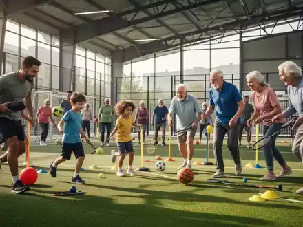 Eine diverse Gruppe von Sportlern unterschiedlichen Alters, die an verschiedenen Sportaktivitäten teilnehmen, symbolisiert Vereinsleben. - Foto: über boerse-global.de