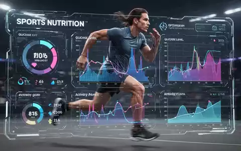 Eine futuristische KI-Schnittstelle zeigt komplexe Sportdaten und personalisierte Ernährungsstrategien vor einem unscharfen Hintergrund eines Athleten. - Foto: über boerse-global.de