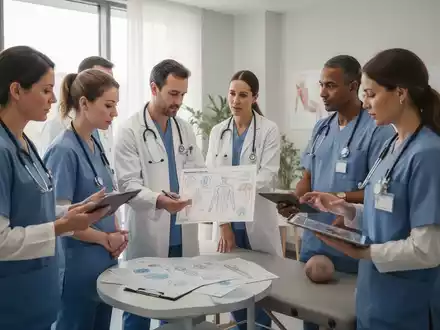 Gesundheitsfachkräfte in einem modernen Therapiezentrum besprechen Behandlungspläne und digitale Informationen. - Foto: über boerse-global.de