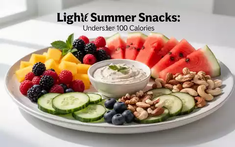 Ein ansprechend angerichteter Teller mit verschiedenen kalorienarmen Sommer-Snacks wie Wassermelone, Beeren, Gurken und Nüssen. - Foto: über boerse-global.de