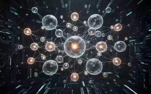 Glühendes Netzwerk verbundener Knoten, einige klein und hell, andere größer, vor dunklem technologischem Hintergrund. - Foto: über boerse-global.de