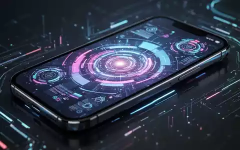 Nahaufnahme eines modernen Smartphone-Bildschirms mit bunter, abstrakter Benutzeroberfläche und digitalen Lichteffekten. - Foto: über boerse-global.de