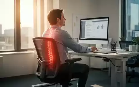 Eine Person sitzt ergonomisch an einem höhenverstellbaren Schreibtisch in einem modernen Büro. Sonnenlicht fällt durch ein Fenster. - Foto: über boerse-global.de