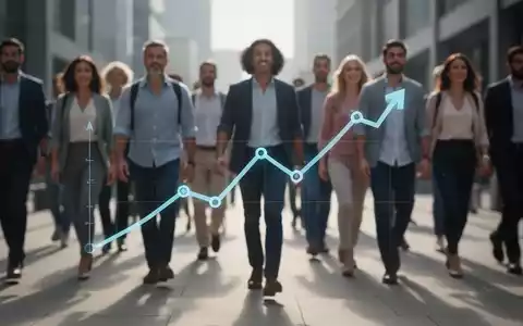 Eine Gruppe unscharfer Personen im Hintergrund, im Vordergrund ein stilisiertes Grafikelement, das positive Gesundheitsdaten darstellt. - Foto: über boerse-global.de
