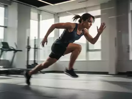 Eine Person in Sportkleidung macht ein schnelles Workout in einem modernen Fitnessstudio, das Effizienz und Entschlossenheit zeigt. - Foto: über boerse-global.de