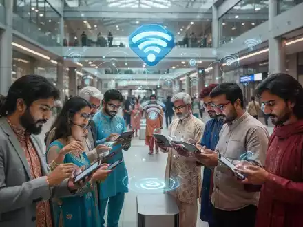 Menschen aus Süd- und Südostasien nutzen digitale Geräte in einem modernen öffentlichen Raum, Symbol für digitale Inklusion. - Foto: über boerse-global.de