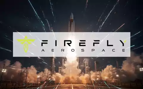 Abstrakte Darstellung eines Raketenstarts mit Lichtspuren am Nachthimmel, die Fortschritt und Technologie im Luft- und Raumfahrtsektor symbolisiert. - Foto: über boerse-global.de