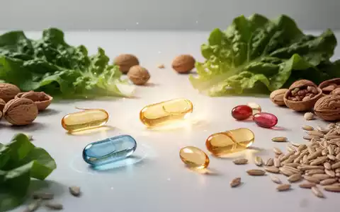 Eine stilvolle Komposition verschiedener B-Vitamine in Kapselform und natürlichen Quellen wie grünem Gemüse und Nüssen. - Foto: über boerse-global.de