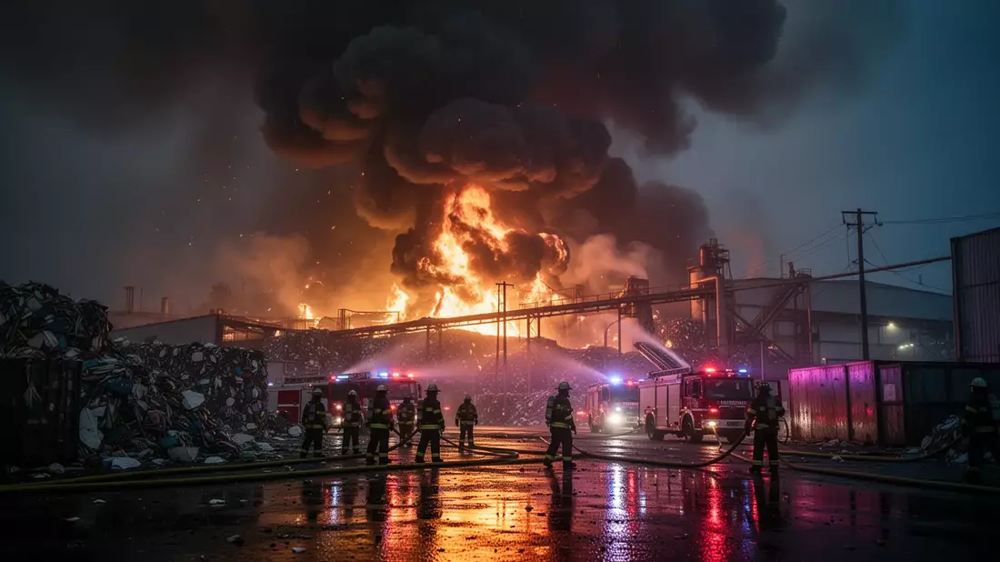 Emergency crews in Essex responded to a significant industrial fire at a tyre yard in North Stifford