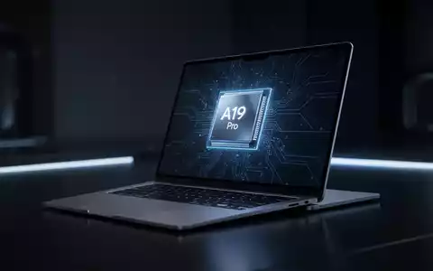 Schlankes, futuristisches Laptop mit blauem Leuchten, zeigt 'A19 Pro' auf dem Bildschirm, symbolisiert fortschrittliche Technologie und Leistung. - Foto: über boerse-global.de