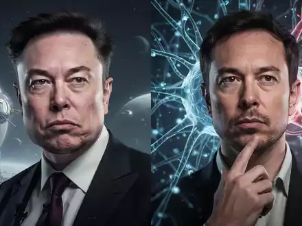 Geteiltes Bild: Elon Musk vor Weltraumhintergrund, Sam Altman vor KI-Netzwerk, symbolisiert ihren erneuten Streit. - Foto: über boerse-global.de